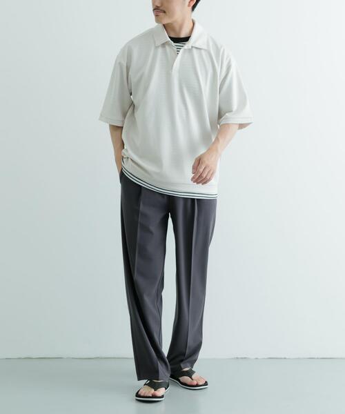 ITEMS URBANRESEARCH（アイテムズ アーバンリサーチ）の「リサイクルポンチ スキッパーポロシャツ（Tシャツ/カットソー・メンズ・ブラック/グリーン/オフホワイト・LARGE/MEDIUM）」の14枚目の写真