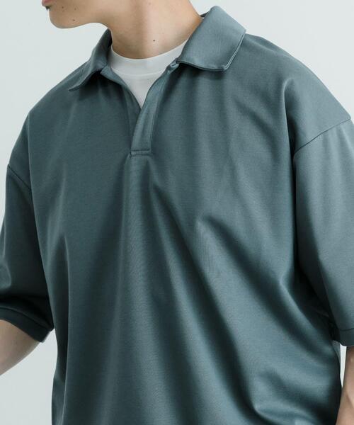 ITEMS URBANRESEARCH（アイテムズ アーバンリサーチ）の「リサイクルポンチ スキッパーポロシャツ（Tシャツ/カットソー・メンズ・ブラック/グリーン/オフホワイト・LARGE/MEDIUM）」の20枚目の写真