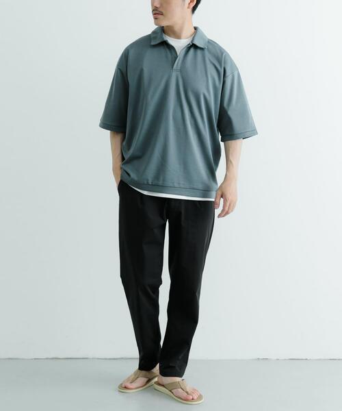 ITEMS URBANRESEARCH（アイテムズ アーバンリサーチ）の「リサイクルポンチ スキッパーポロシャツ（Tシャツ/カットソー・メンズ・ブラック/グリーン/オフホワイト・LARGE/MEDIUM）」の22枚目の写真