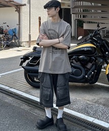 Chikashitsu +（チカシツプラス）の「【Chikashitsu +】pigment graphic t-shirt / 【チカシツプラス】ピグメントグラフィックプリント半袖Tシャツ（Tシャツ/カットソー）」