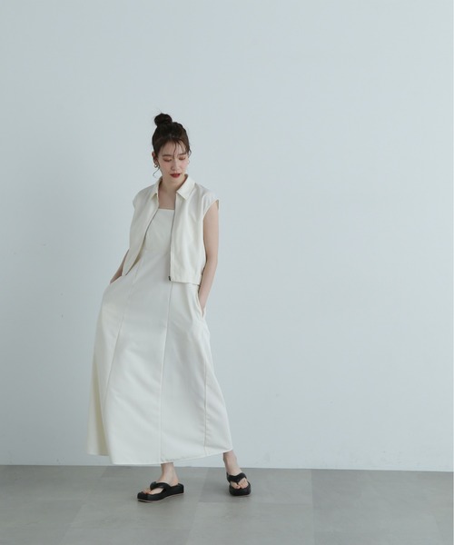 N.（N. Natural Beauty Basic）（エヌエヌナチュラルビューティーベーシック）の「◆シャツブルゾン×キャミワンピースセット（ワンピース・レディース・ブラック/オフホワイト/ブラウン・MEDIUM）」の6枚目の写真