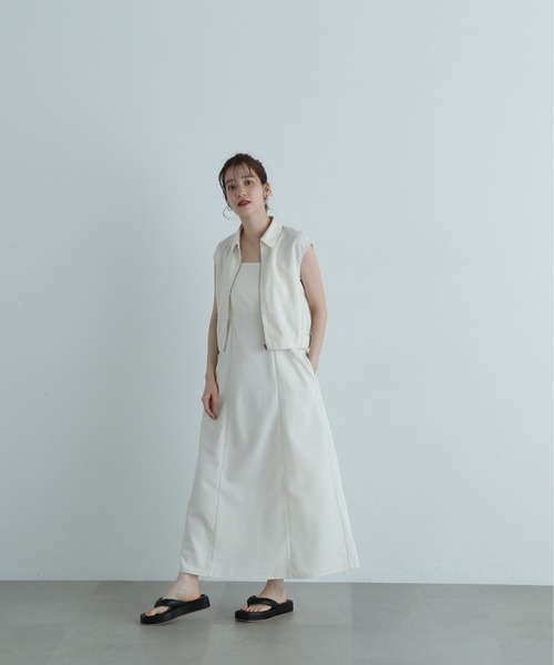 N.（N. Natural Beauty Basic）（エヌエヌナチュラルビューティーベーシック）の「◆シャツブルゾン×キャミワンピースセット（ワンピース・レディース・ブラック/オフホワイト/ブラウン・MEDIUM）」の7枚目の写真