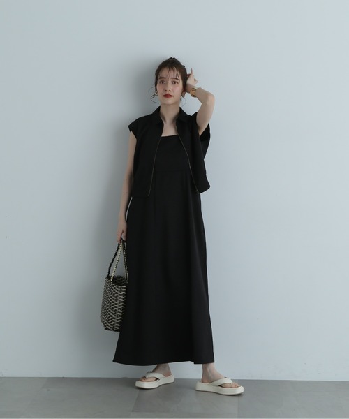 N.（N. Natural Beauty Basic）（エヌエヌナチュラルビューティーベーシック）の「◆シャツブルゾン×キャミワンピースセット（ワンピース・レディース・ブラック/オフホワイト/ブラウン・MEDIUM）」の11枚目の写真