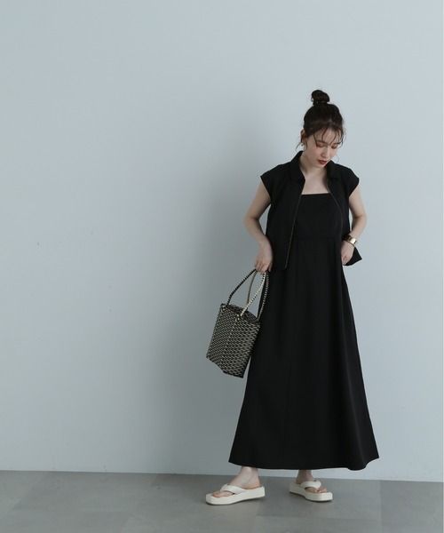 N.（N. Natural Beauty Basic）（エヌエヌナチュラルビューティーベーシック）の「◆シャツブルゾン×キャミワンピースセット（ワンピース・レディース・ブラック/オフホワイト/ブラウン・MEDIUM）」の12枚目の写真