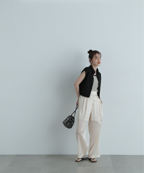 N.（N. Natural Beauty Basic）（エヌエヌナチュラルビューティーベーシック）の「◆シャツブルゾン×キャミワンピースセット（ワンピース・レディース・ブラック/オフホワイト/ブラウン・MEDIUM）」の18枚目の写真