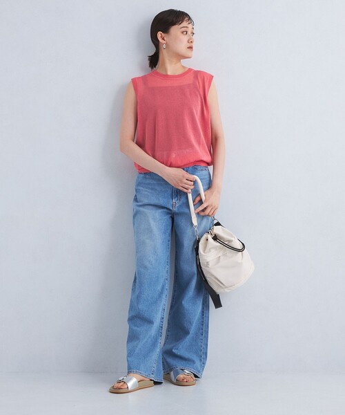 green label relaxing(グリーンレーベルリラクシング)の「ペーパー ノースリーブ プルオーバー ニット -ウォッシャブル-(ニット/セーター・レディース・ブラック/ナチュラル/ピンク/ブラウン・FREE)」の5枚目の写真