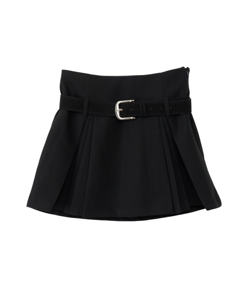 セール】ベルト付き ローウエスト切り替え プリーツ ミニ
