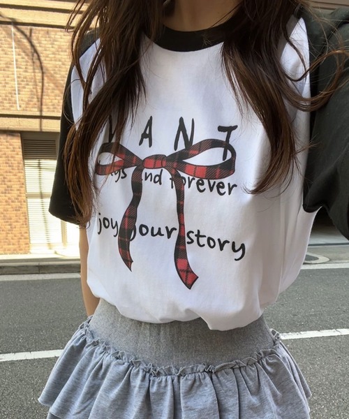 fiere(フィエール)の「デザインプリント ラグラン半袖Tシャツ(Tシャツ/カットソー・レディース・A/B/C/D・M/S/L/MEDIUM)」の6枚目の写真