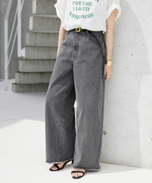 【美品】SLOBE IENAスローブイエナ　ワイドデニムパンツ　ハイウエスト　L SLOBE IENA - スローブイエナ ハイウエストワイドデニムパンツ