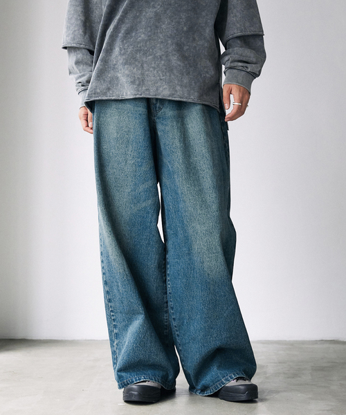 JOURNAL STANDARD（ジャーナルスタンダード）の「WEB限定 ルーズバギー トッピングデニム（デニムパンツ・メンズ・コバルトブルー/ブラック/ブルー系その他・SMALL/MEDIUM/LARGE）」の3枚目の写真