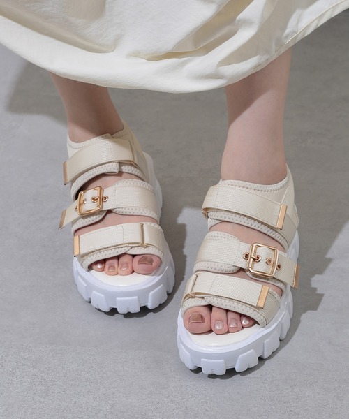 レースレディース Lace Ladies ソックス風厚底スポーツサンダル