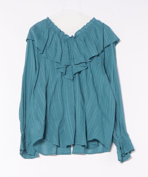 sara mallika（サラ マリカ）の「STRIPE JQD FRILL TOP（シャツ