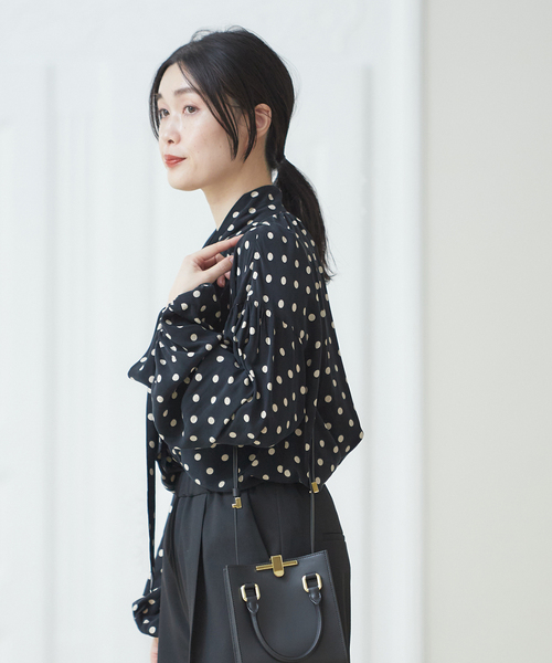 美品☆ジャーナルスタンダードレサージュ 洗える ドット柄 ボウタイブラウス journal standard L'essage（ジャーナルスタンダードレサージュ