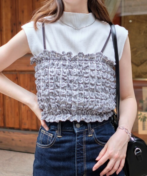 rouje paris ローズ　キャミトップス XSサイズあり【Glossy/グロッシー】ビジュー/ 刺繍/ サイド