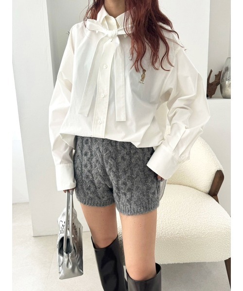 LILY BROWN（リリーブラウン）の「バリエーションニットショートパンツ（その他パンツ・レディース・ベージュ/ブラック/グレー・FREE）」の6枚目の写真