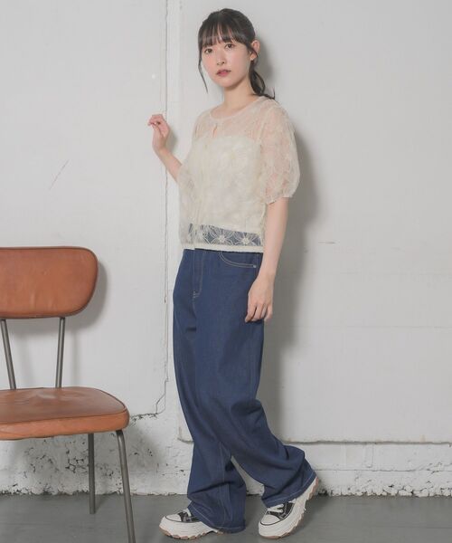 RETRO GIRL(レトロガール)の「花刺繍レースBL(シャツ/ブラウス・レディース・ナチュラル/ブラック・FREE)」の22枚目の写真