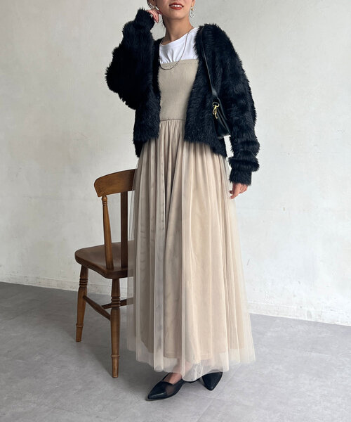 Chez toi(シェトワ)の「ラメ糸フェザーカーディガン(カーディガン/ボレロ・レディース・ブラック/オレンジ/グリーン系その他/ライトグレー・FREE)」の16枚目の写真