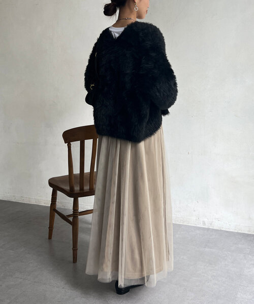 Chez toi(シェトワ)の「ラメ糸フェザーカーディガン(カーディガン/ボレロ・レディース・ブラック/オレンジ/グリーン系その他/ライトグレー・FREE)」の18枚目の写真