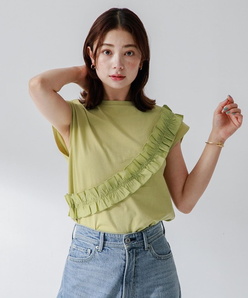 URBAN RESEARCH Sonny Label（アーバンリサーチサニーレーベル）の「ナナメフリルプルオーバー（Tシャツ/カットソー・レディース・オフホワイト/ブラック/グリーン系その他・FREE）」の21枚目の写真