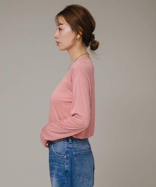 URBAN RESEARCH Sonny Label（アーバンリサーチサニーレーベル）の「シアークルーネックロングTシャツ（Tシャツ/カットソー・レディース・ピンク/オフホワイト/ブラック・FREE）」の7枚目の写真