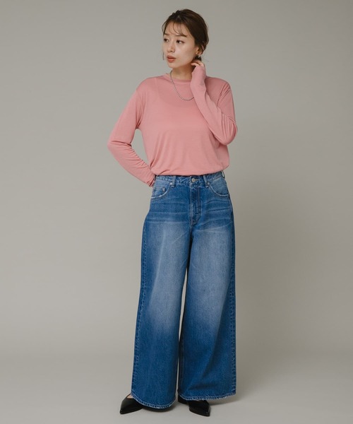 URBAN RESEARCH Sonny Label（アーバンリサーチサニーレーベル）の「シアークルーネックロングTシャツ（Tシャツ/カットソー・レディース・ピンク/オフホワイト/ブラック・FREE）」の9枚目の写真