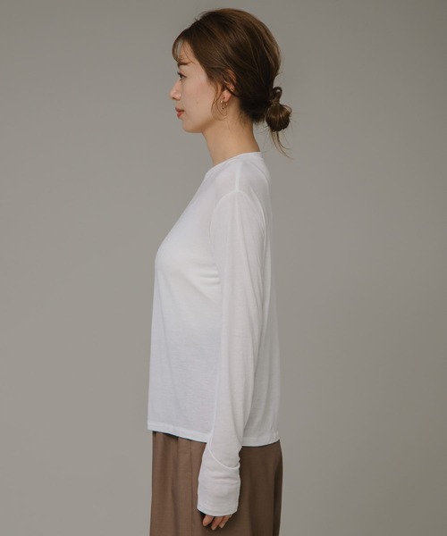 URBAN RESEARCH Sonny Label（アーバンリサーチサニーレーベル）の「シアークルーネックロングTシャツ（Tシャツ/カットソー・レディース・ピンク/オフホワイト/ブラック・FREE）」の13枚目の写真