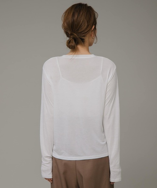 URBAN RESEARCH Sonny Label（アーバンリサーチサニーレーベル）の「シアークルーネックロングTシャツ（Tシャツ/カットソー・レディース・ピンク/オフホワイト/ブラック・FREE）」の14枚目の写真