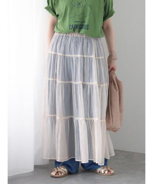 ehka sopo（エヘカソポ）の「2WAYシアーティアードスカート（スカート・レディース・キナリ/ブラック/ミント・F）」の2枚目の写真