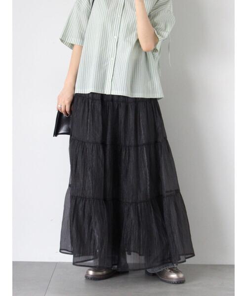 ehka sopo（エヘカソポ）の「2WAYシアーティアードスカート（スカート・レディース・キナリ/ブラック/ミント・F）」の3枚目の写真