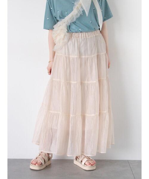 ehka sopo（エヘカソポ）の「2WAYシアーティアードスカート（スカート・レディース・キナリ/ブラック/ミント・F）」の4枚目の写真