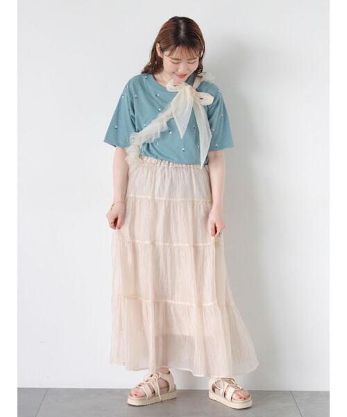 ehka sopo（エヘカソポ）の「2WAYシアーティアードスカート（スカート・レディース・キナリ/ブラック/ミント・F）」の8枚目の写真