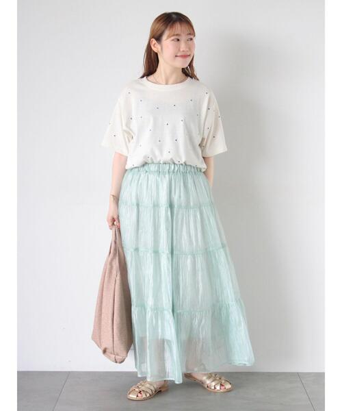 ehka sopo（エヘカソポ）の「2WAYシアーティアードスカート（スカート・レディース・キナリ/ブラック/ミント・F）」の20枚目の写真