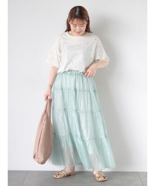 ehka sopo（エヘカソポ）の「2WAYシアーティアードスカート（スカート・レディース・キナリ/ブラック/ミント・F）」の22枚目の写真