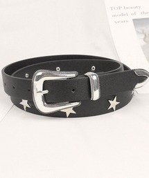 TONE SELECT GOODS（トーンセレクトグッズ）の「【urge select】星スタッズ　合皮　ベルト　ブラック×シルバー　Y2K（ベルト・レディース）」