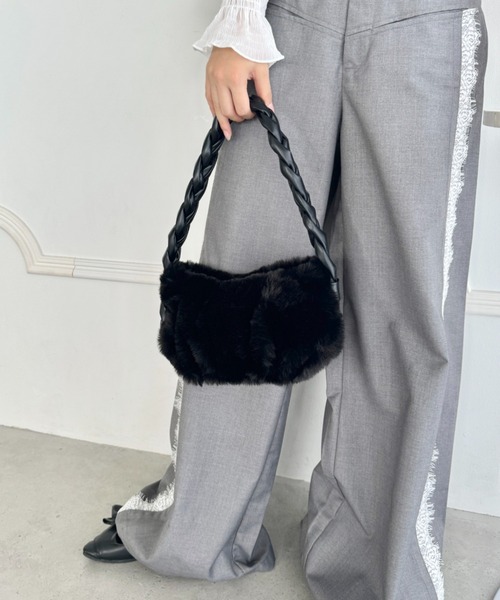 セール】ブレイドハンドルフェイクファーバッグ（ショルダーバッグ