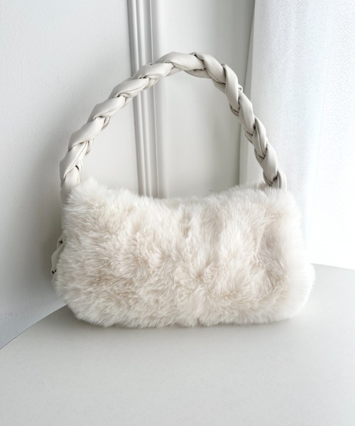セール】ブレイドハンドルフェイクファーバッグ（ショルダーバッグ