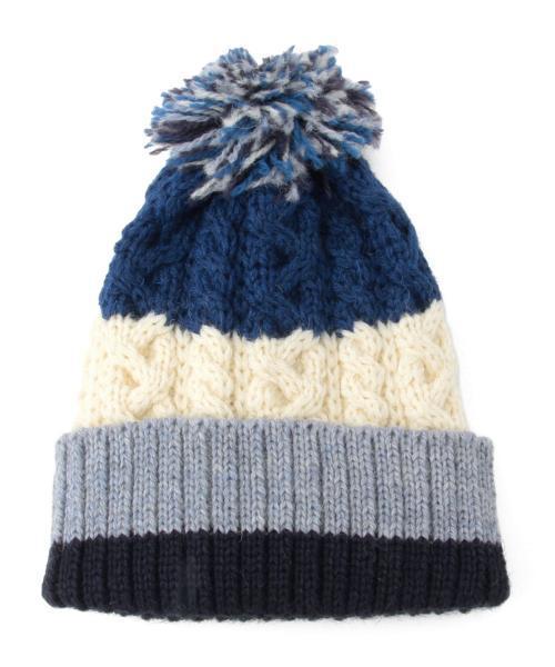 BEAMS BOY（ビームスボーイ）の「WARREN SCOTT / ケーブル＆リブ Watch Cap（ニットキャップ/ビーニー・レディース・ホワイト/ブルー・ONE SIZE）」の8枚目の写真