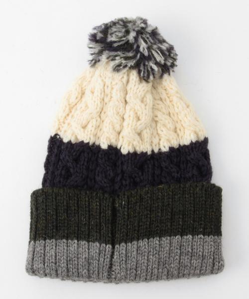 BEAMS BOY（ビームスボーイ）の「WARREN SCOTT / ケーブル＆リブ Watch Cap（ニットキャップ/ビーニー・レディース・ホワイト/ブルー・ONE SIZE）」の3枚目の写真