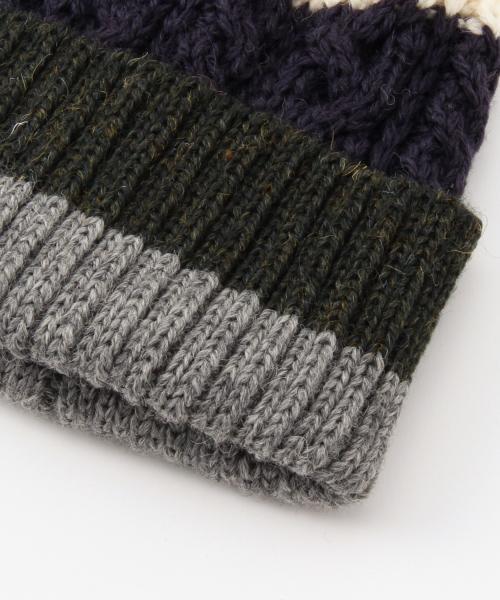 BEAMS BOY（ビームスボーイ）の「WARREN SCOTT / ケーブル＆リブ Watch Cap（ニットキャップ/ビーニー・レディース・ホワイト/ブルー・ONE SIZE）」の4枚目の写真