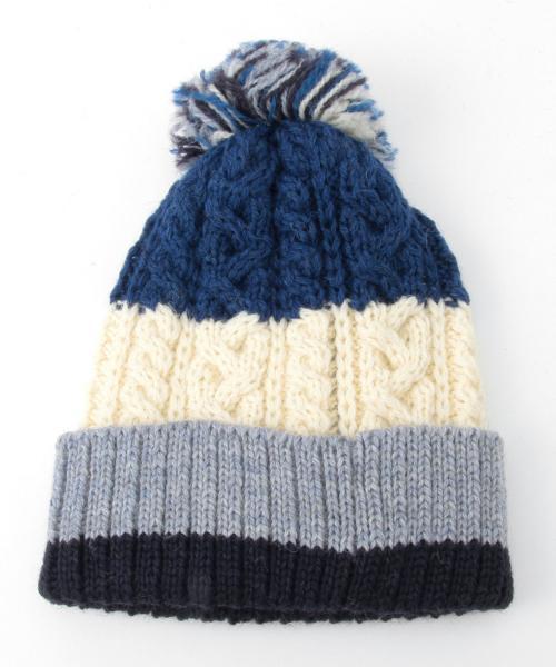 BEAMS BOY（ビームスボーイ）の「WARREN SCOTT / ケーブル＆リブ Watch Cap（ニットキャップ/ビーニー・レディース・ホワイト/ブルー・ONE SIZE）」の5枚目の写真