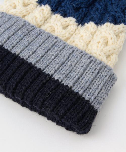 BEAMS BOY（ビームスボーイ）の「WARREN SCOTT / ケーブル＆リブ Watch Cap（ニットキャップ/ビーニー・レディース・ホワイト/ブルー・ONE SIZE）」の9枚目の写真