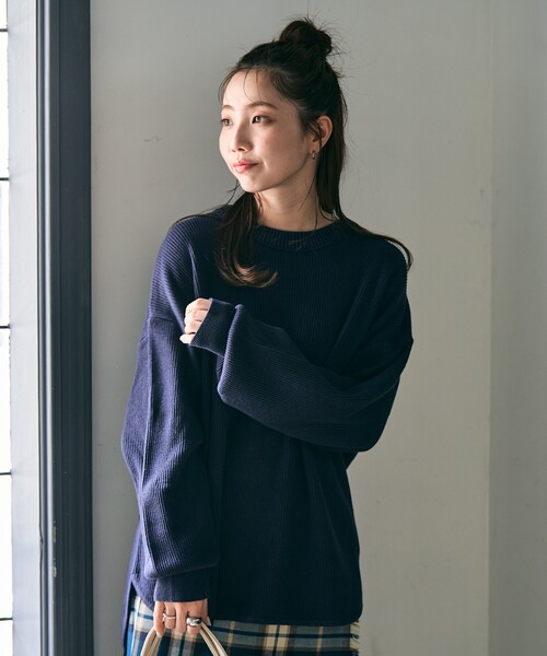 セール】限定展開 片畦 ラウンド コットン プルオーバー ニット