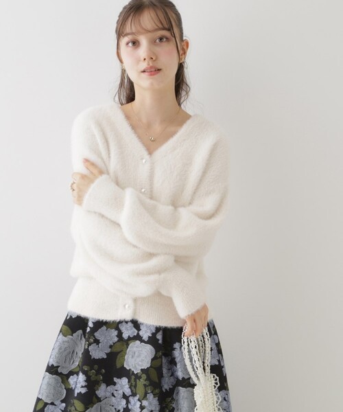 couture brooch(クチュールブローチ)の「◆【ほろ甘・ふわふわ】前後2WAYフェザーカーディガン(カーディガン/ボレロ・レディース・ブラウン系その他/サックスブルー/ライトグレー/ピンク/アイボリー/ブラウン系/ピンク系/ダークグレー・36/38/42)」の2枚目の写真