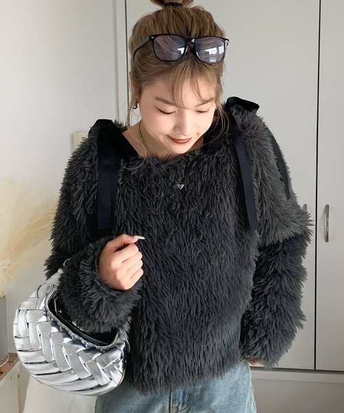 セール】【mily bilet】冬の華やかトップス。オフショル2WAY肩リボン