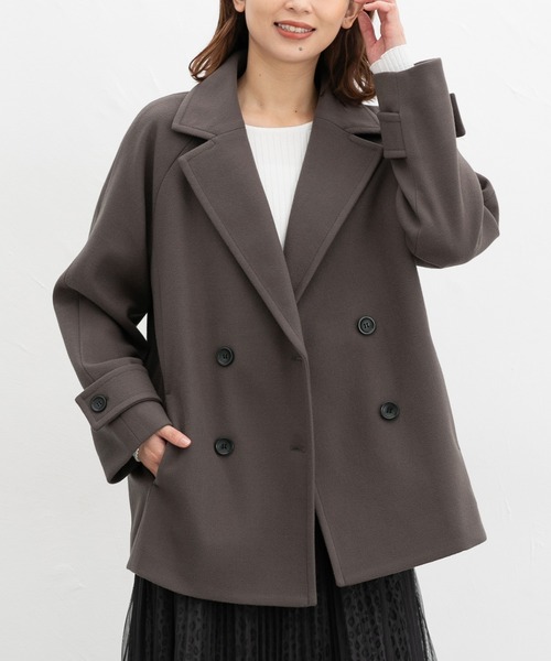 Honeys（ハニーズ）の「【抗菌防臭・静電気軽減】ピーコート（ピーコート・レディース・ダークブラウン/ネイビー/ダークベージュ/アイボリー/ブラック・S/M/L/LL）」の3枚目の写真