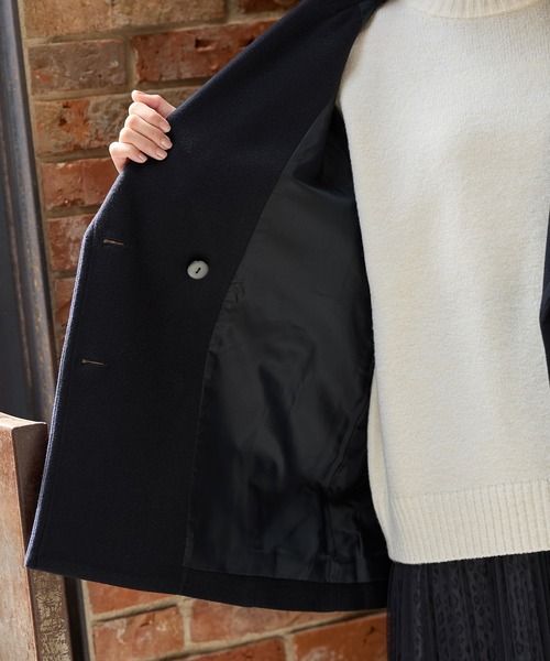 Honeys（ハニーズ）の「【抗菌防臭・静電気軽減】ピーコート（ピーコート・レディース・ダークブラウン/ネイビー/ダークベージュ/アイボリー/ブラック・S/M/L/LL）」の22枚目の写真