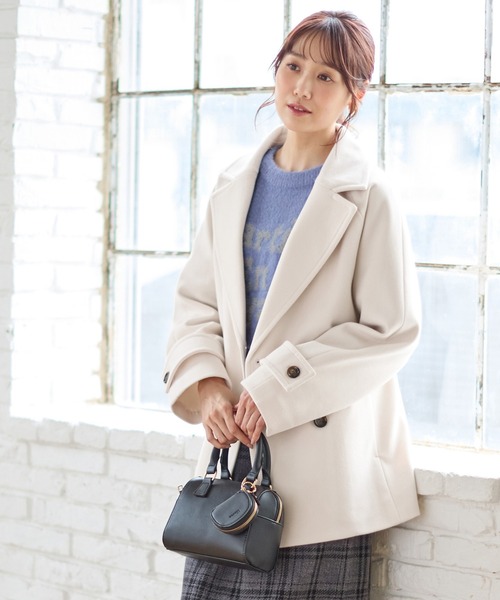 Honeys（ハニーズ）の「【抗菌防臭・静電気軽減】ピーコート（ピーコート・レディース・ダークブラウン/ネイビー/ダークベージュ/アイボリー/ブラック・S/M/L/LL）」の11枚目の写真