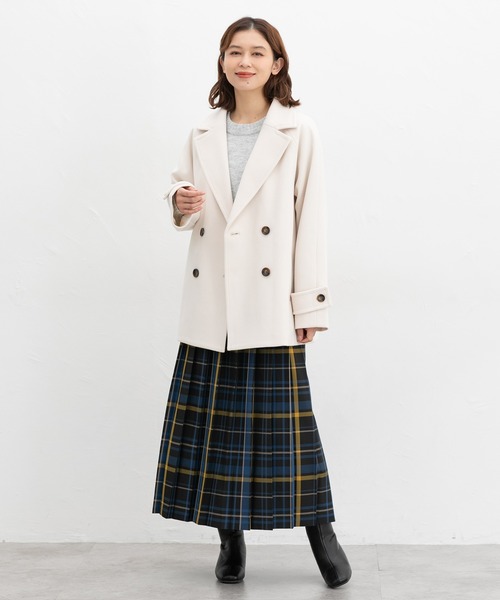 Honeys（ハニーズ）の「【抗菌防臭・静電気軽減】ピーコート（ピーコート・レディース・ダークブラウン/ネイビー/ダークベージュ/アイボリー/ブラック・S/M/L/LL）」の12枚目の写真