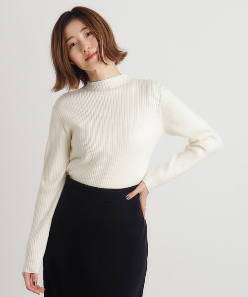grove（グローブ）の「◆【吸湿発熱／帯電防止】ハイネックリブプルオーバー（ニット/セーター・レディース・オフホワイト/ベージュ系その他5/ブラック/ベージュ/ライトグレー・02/03/01/04/05）」の2枚目の写真