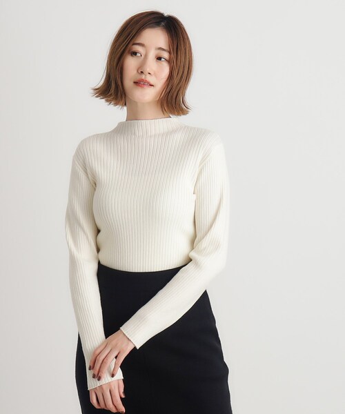 grove（グローブ）の「◆【吸湿発熱／帯電防止】ハイネックリブプルオーバー（ニット/セーター・レディース・オフホワイト/ベージュ系その他5/ブラック/ベージュ/ライトグレー・02/03/01/04/05）」の6枚目の写真